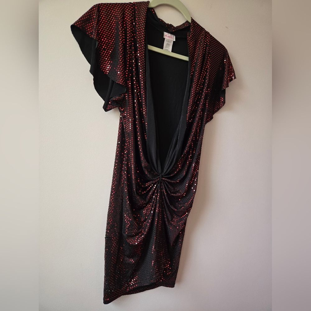 Black and Red revealing Sequin Dress sz med-lrg